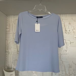NWT - G2000 Woman Top Blouse Elbow Length Sleeves Light Blue Color Size 38 (M)